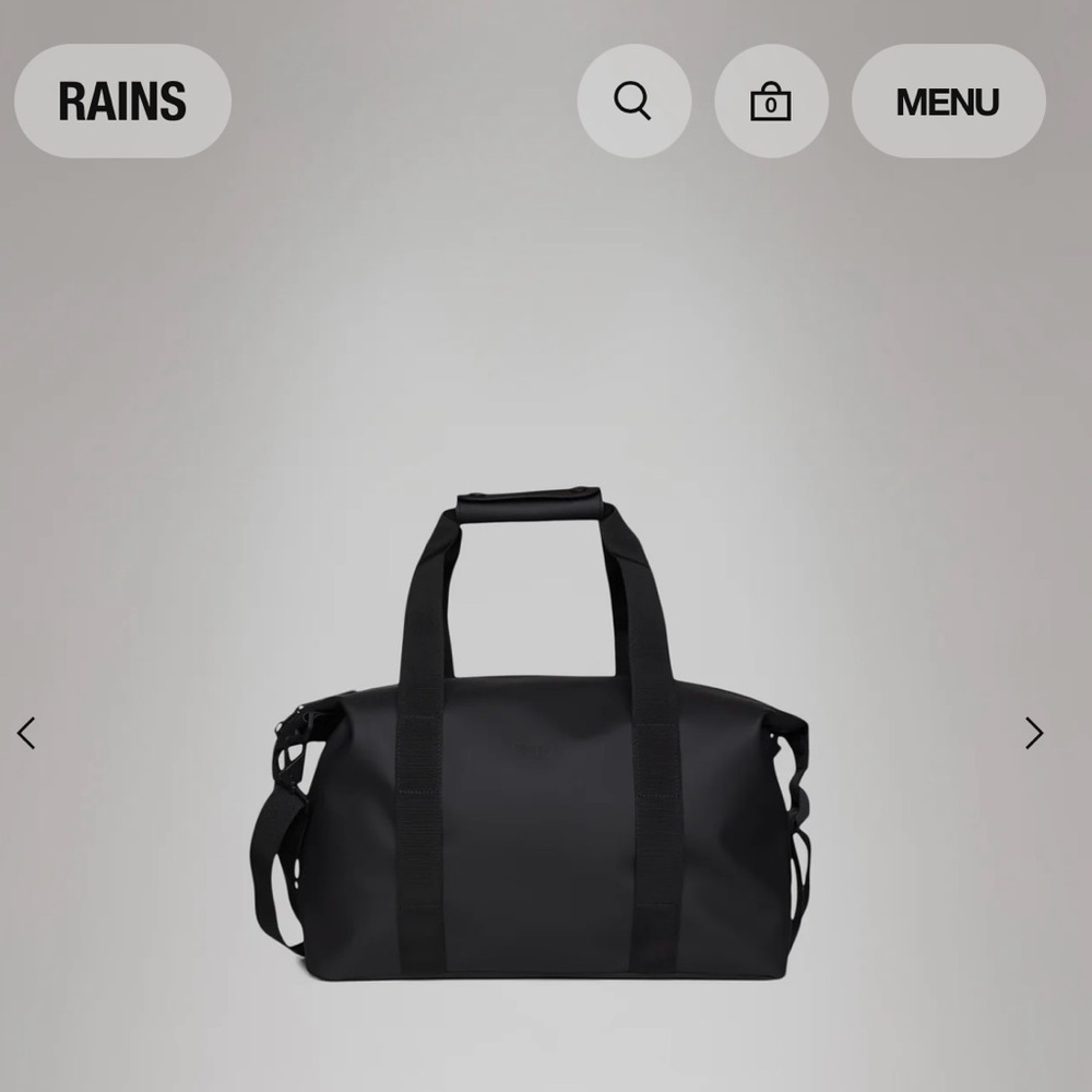 RAINS Hilo Weekend Bag Small - BLACK - NWT - Picture 2 of 7